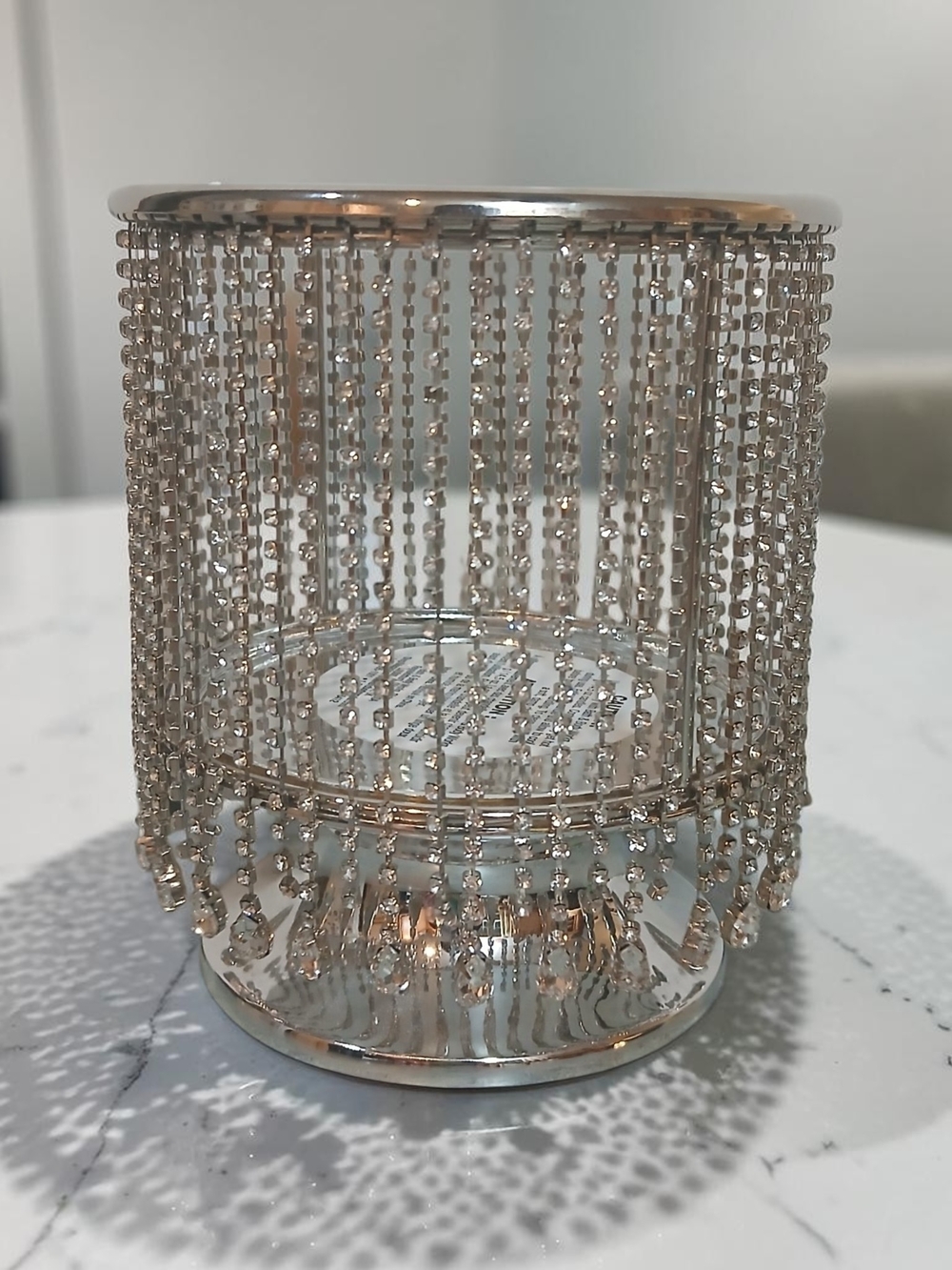 Bath & Body Works Rhinestone Beaded Silver Candle Holder